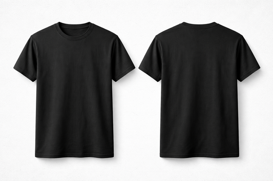 Black T-Shirt Mock-Up | Front & Back | 100% Cotton Short Sleeve Shirt Template