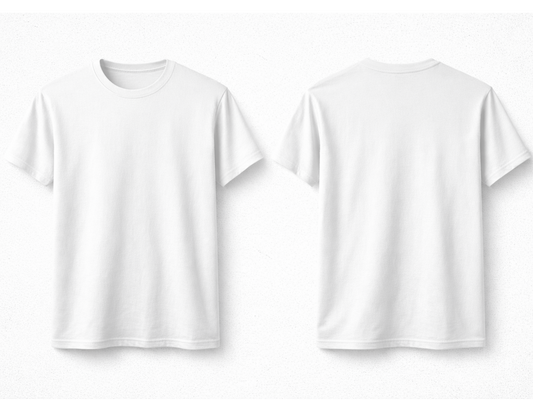 White T-Shirt Mock-Up | Front & Back | 100% Cotton Short Sleeve Shirt Template
